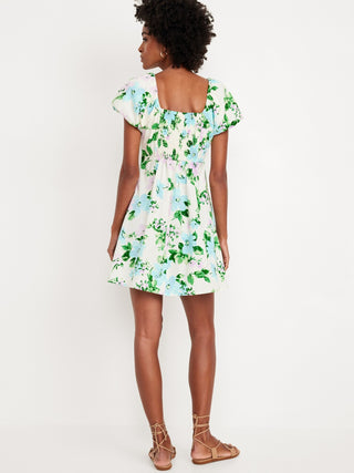 Vestido Manga Corta con Estampado Floral