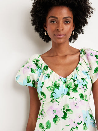 Vestido Manga Corta con Estampado Floral