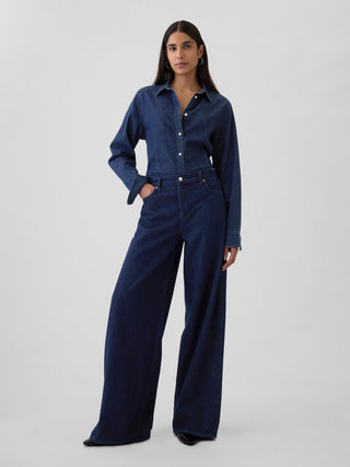 Jeans Acampanados Talle Medio con Bolsillos
