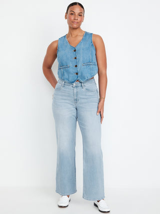 Jeans Wide Leg Talle Alto con Bolsillos