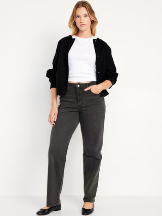 Jeans Holgados Talle Alto con Bolsillos