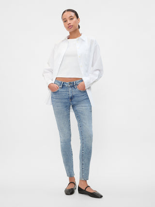 Jeans Skinny Talle Medio con Bolsillos