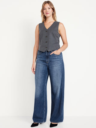 Jeans Holgados Talle Alto con Bolsillos