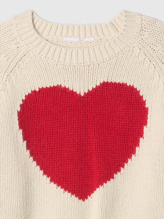 Sudadera Cuello Redondo con Diseño Corazón, Niña