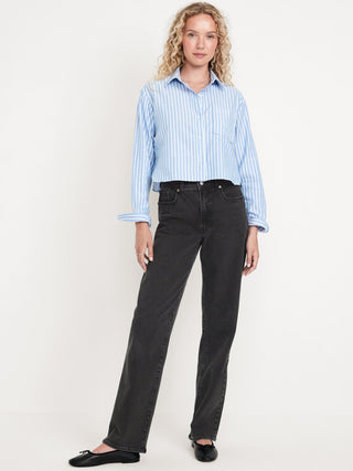 Jeans Holgados Talle Alto con Bolsillos