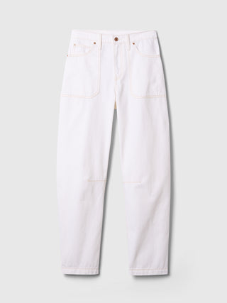 Jeans Barrel Talle Alto con Bolsillos