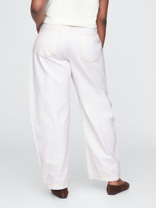 Jeans Barrel Talle Alto con Bolsillos