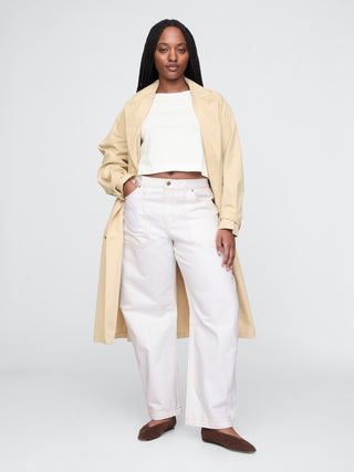 Jeans Barrel Talle Alto con Bolsillos