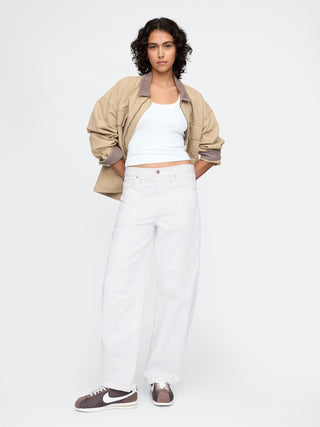 Jeans Barrel Talle Alto con Bolsillos