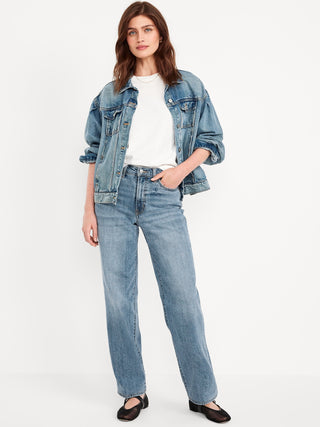 Jeans Holgados Talle Alto con Bolsillos