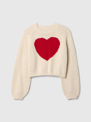 Sudadera Cuello Redondo con Diseño Corazón, Niña