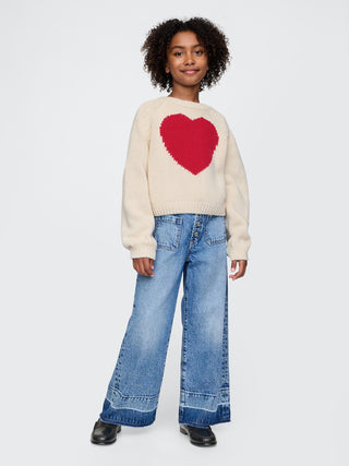 Sudadera Cuello Redondo con Diseño Corazón, Niña