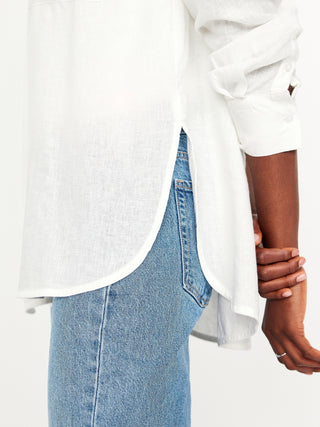 Camisa Manga Larga con Bolsillo de Lino