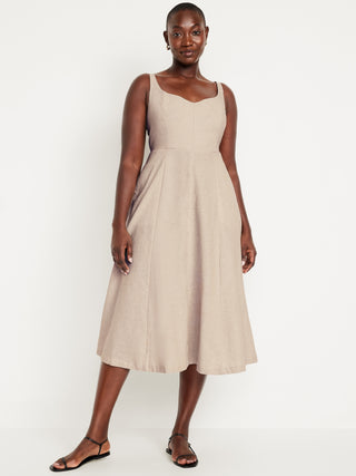 Vestido Midi Escote Corazón con Bolsillos