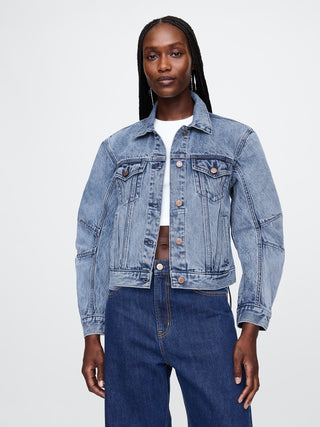 Chaqueta Denim Oversize con Bolsillos