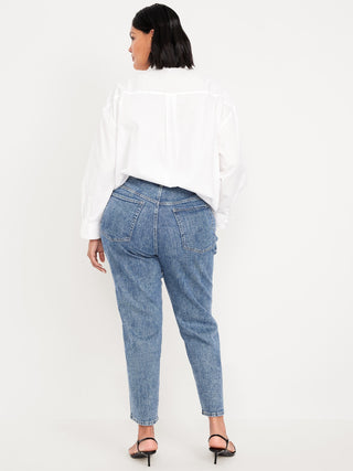 Jeans Talle Alto con Detalle de Brillos