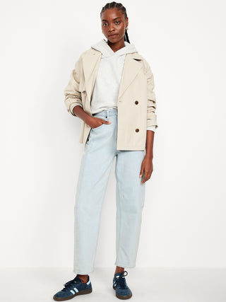 Jeans Barrel Talle Alto con Bolsillos