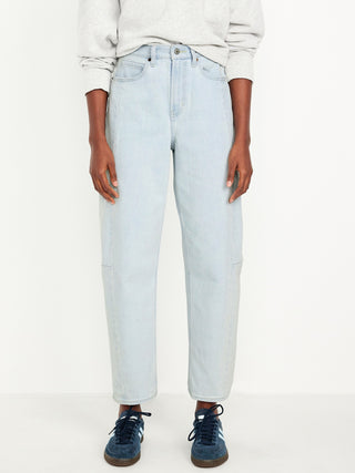 Jeans Barrel Talle Alto con Bolsillos