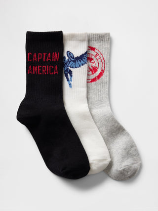 Paquete de 3 Medias con Gráfico Marvel Captain America, Niño