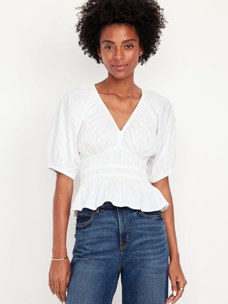 Blusa Peplum Manga Corta