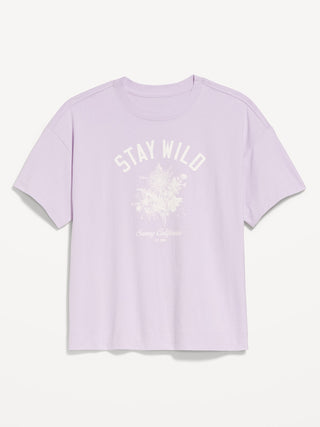 Camiseta Manga Corta con Gráfico de Algodón