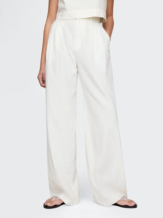 Pantalón Talle Alto con Bolsillos de Lino