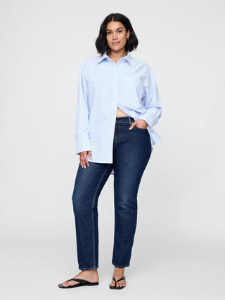 Jeans Rectos Talle Bajo con Bolsollos