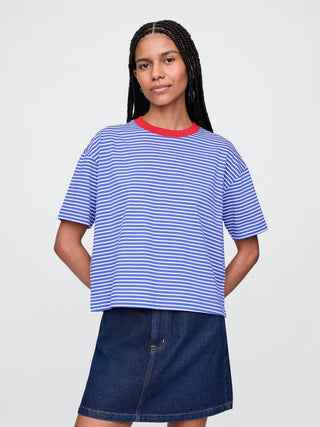 Camiseta Cuello Redondo con Estampado de Rayas