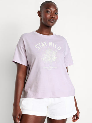 Camiseta Manga Corta con Gráfico de Algodón