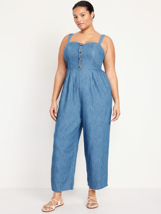 Enterizo Denim Escote Corazón con Botones