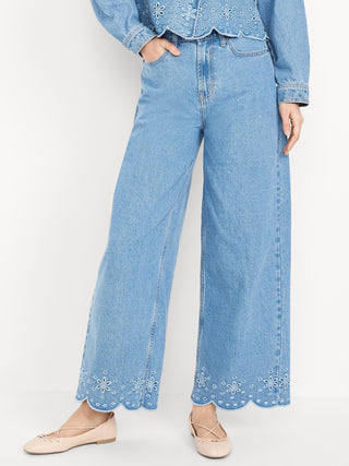Jeans Wide Leg Talle Alto con Bolsillos