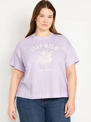 Camiseta Manga Corta con Gráfico de Algodón