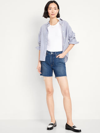 Short Denim Talle Alto con Bolsillos