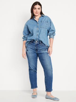 Jeans Talle Alto con Aplicaciones Florales