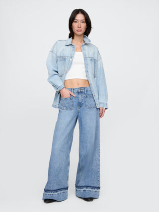 Jeans Anchos Talle Medio con Bolsillos