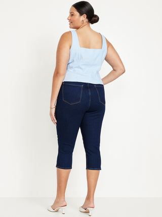 Jeans Capri Talle Alto con Bolsillos