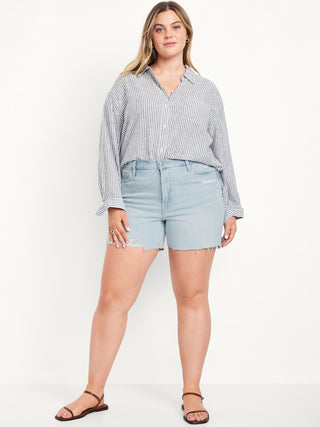 Short Denim Talle Alto con Bolsillos