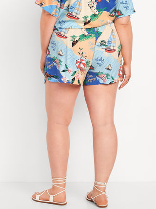 Short Talle Alto con Cintura Elástica Estampado