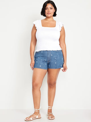 Short Denim Talle Alto con Bordado