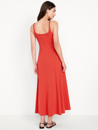 Vestido Midi sin Mangas con Tejido Acanalado