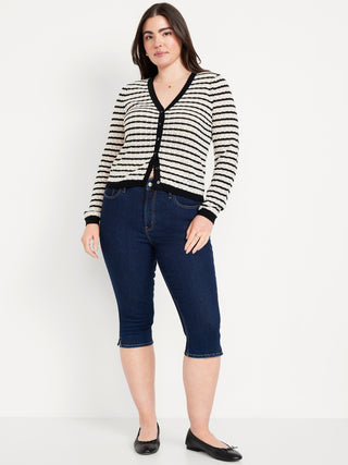 Jeans Capri Talle Alto con Bolsillos