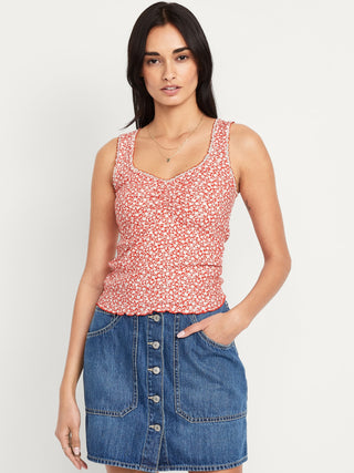 Camiseta sin Mangas con Estampado Floral