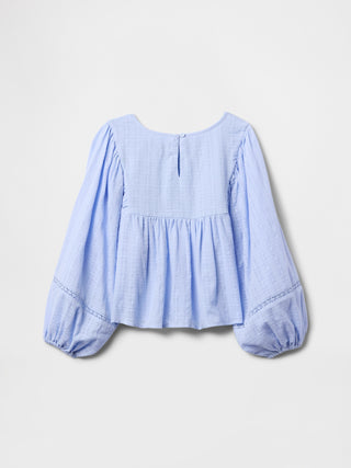 Camisa Manga Larga con Detalle Bordado, Niña