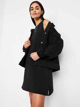 Vestido sin Mangas Cuello Redondo de Algodón