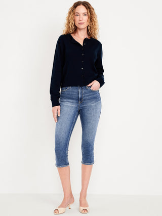 Jeans Capri Talle Alto con Bolsillos