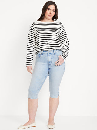 Jeans Capri Talle Alto con Bolsillos