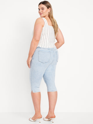 Jeans Capri Talle Alto con Bolsillos
