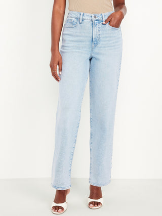 Jeans Holgados Talle Alto con Bolsillos