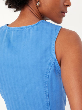 Chaleco Denim Cuello V con Bolsillos