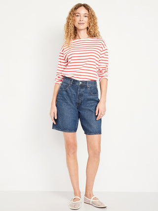 Bermuda Denim Talle Medio con Bolsillos